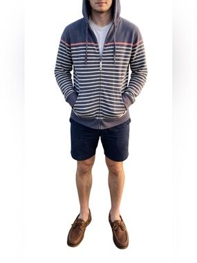 Vineyard Vines Hoodie Mens Medium Blue White Pink Full Zip Knit Sweatshirt